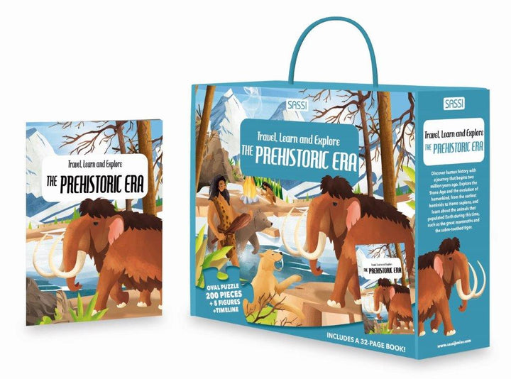 Sassi Travel, Learn and Explore - Book and 3D Puzzle Set - The Prehistoric Era, 200 pcs