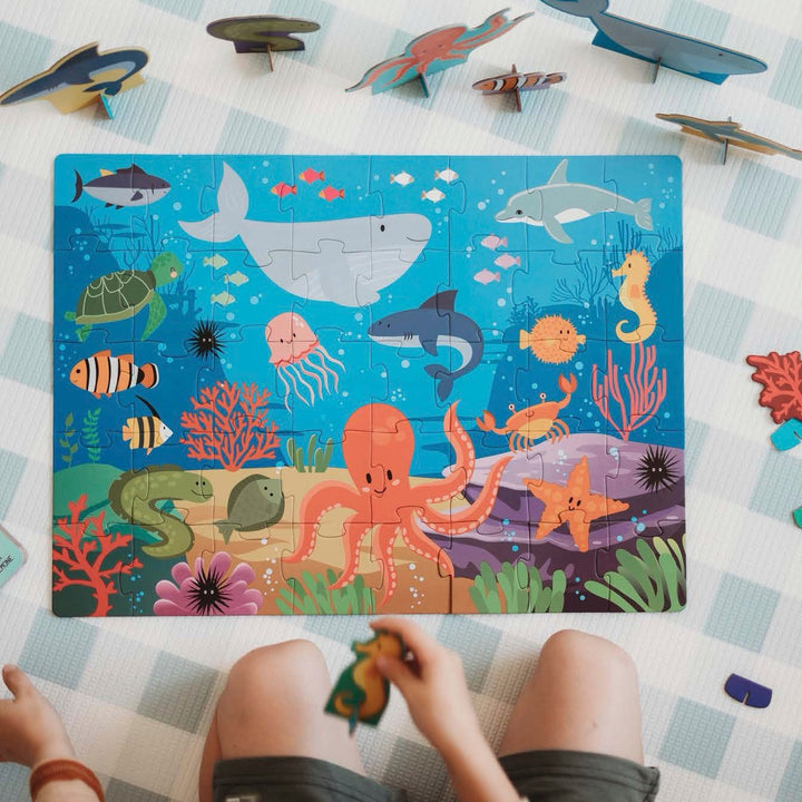 Sassi 3D Puzzle and Book Set - The Sea, 40 pcs