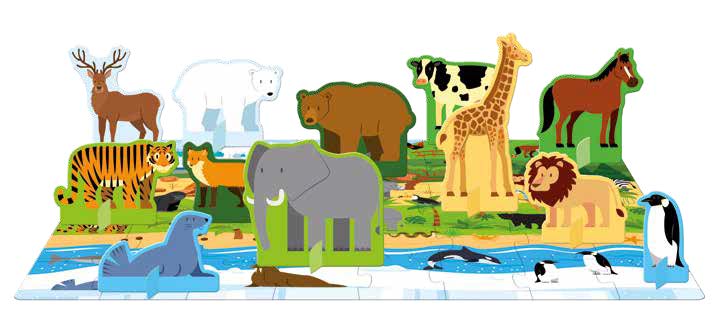 Sassi World of Animals 3D Puzzle & Book Set, 40 pcs