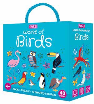 Sassi 3D Puzzle and Book Set - World of Birds, 40 pcs