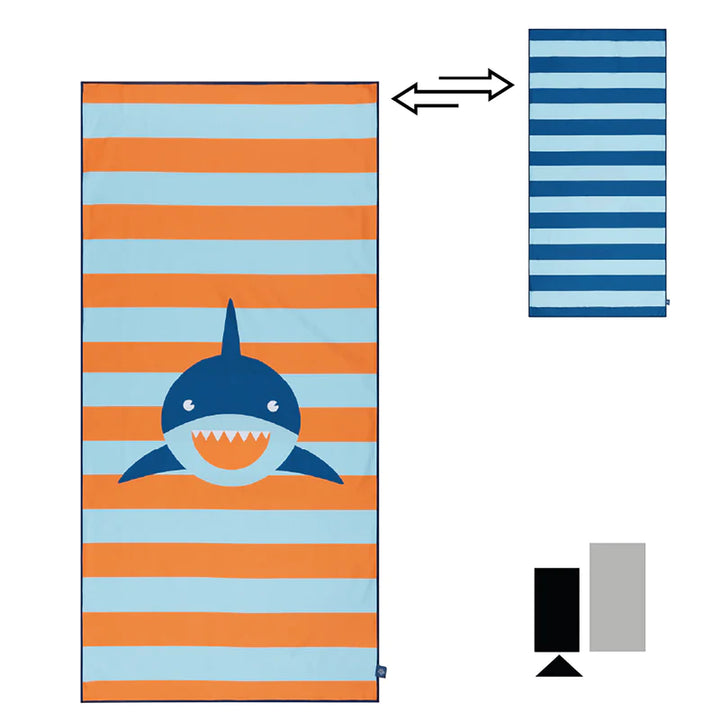Swim Essentials Luxe Recycled Microfiber Beach Towel, Tropic Shark, 135 x 65 cm