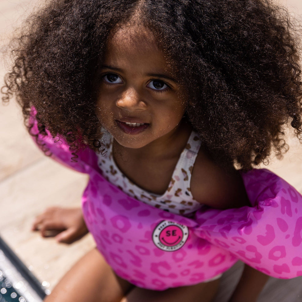 Swim Essentials Puddle Jumper Swim Vest - Neon Pink Leopard, 2-6 yrs