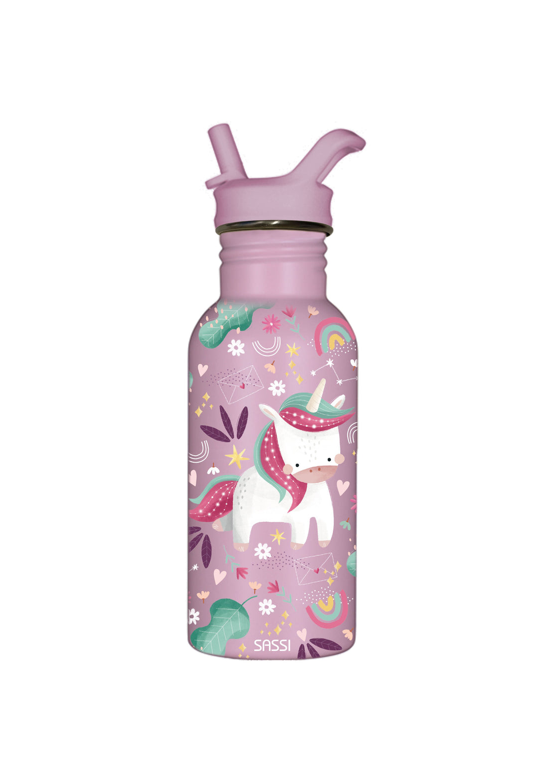 Sassi Stainless Steel Drink Bottle 500 ml - Sparkly The Unicorn