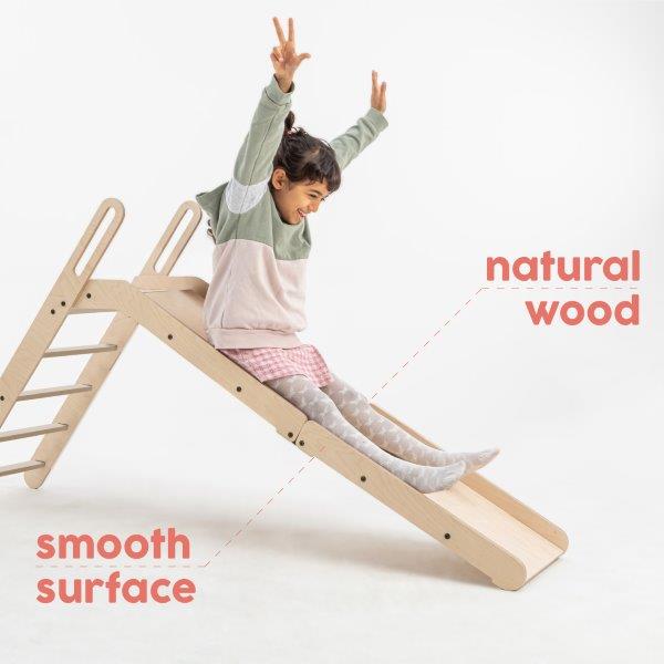 Mamatoyz SlideMe Foldable Wooden Slide, Natural