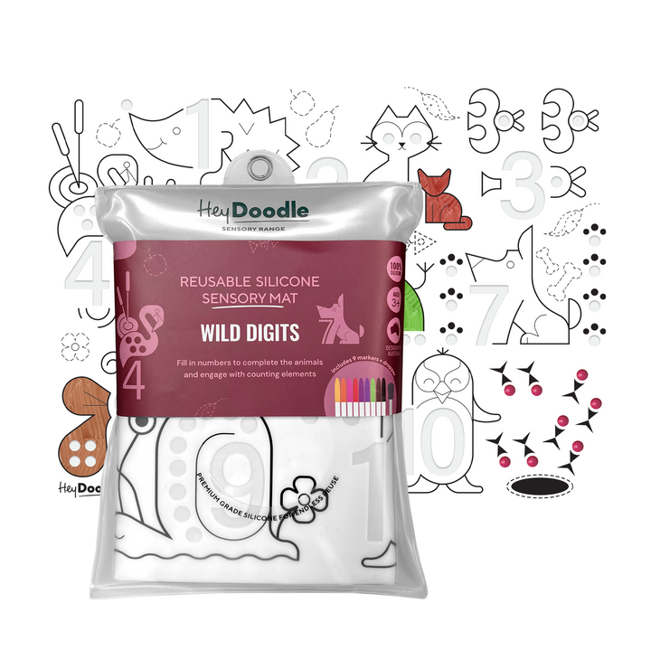 HeyDoodle - Sensory Colouring & Doodle Mat -  Wild Digits