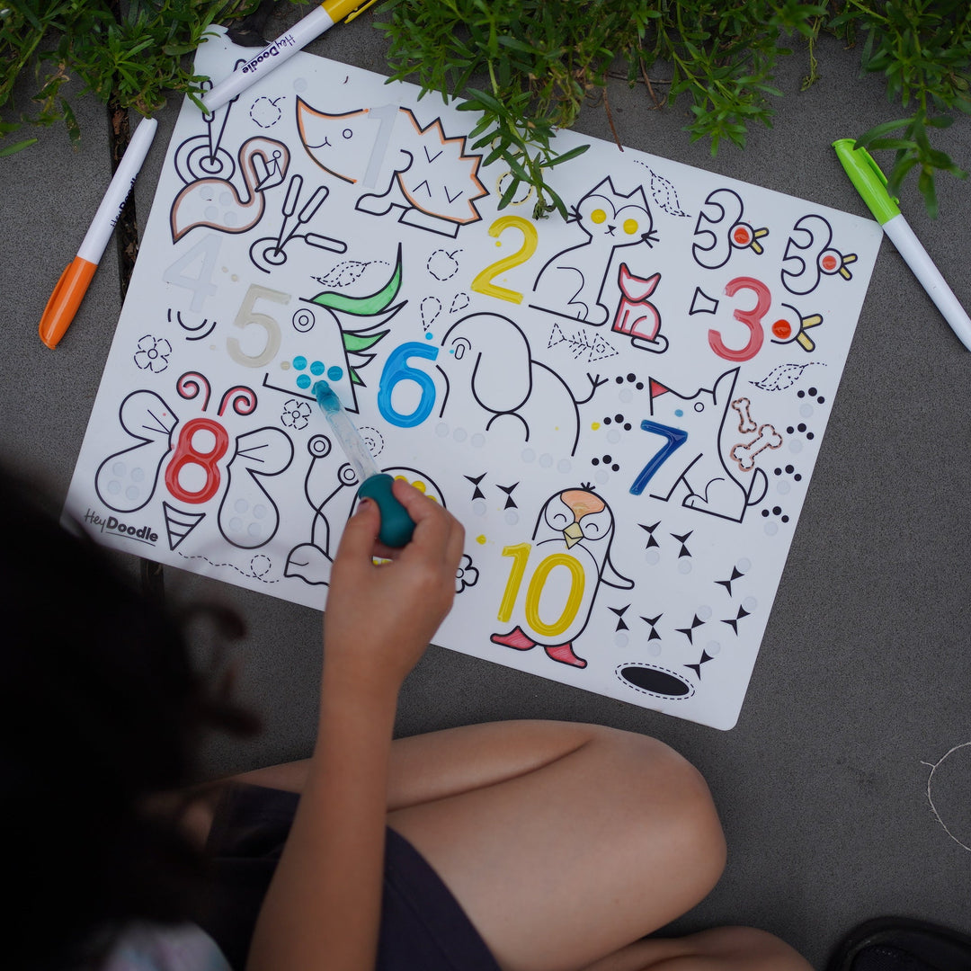 HeyDoodle - Sensory Colouring & Doodle Mat -  Wild Digits