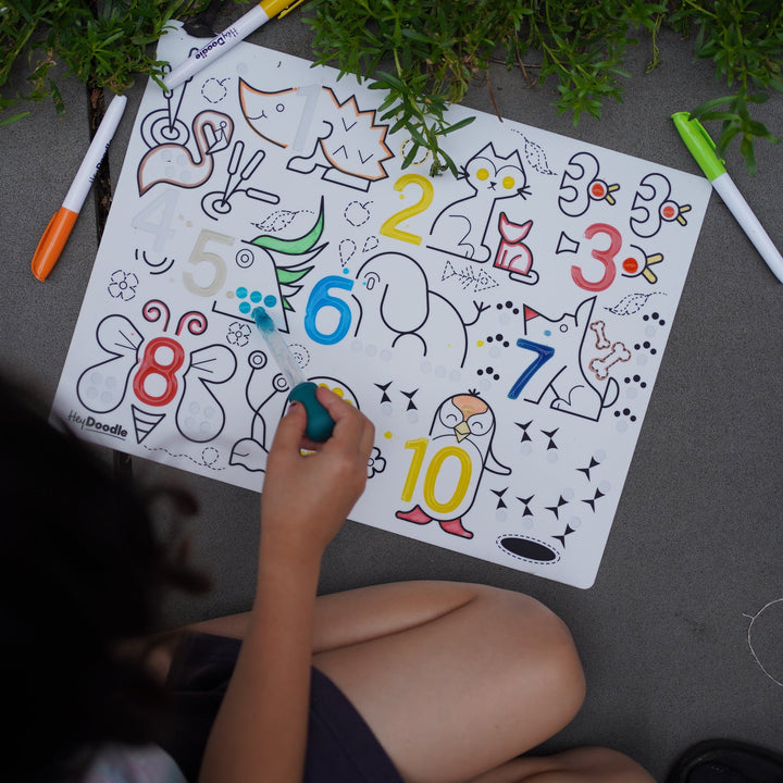 HeyDoodle - Sensory Colouring & Doodle Mat -  Wild Digits