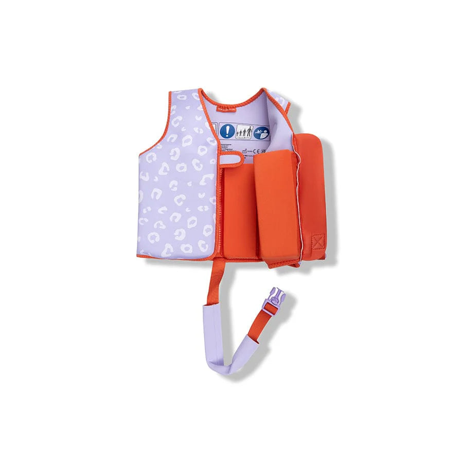 Swim Essentials Kids Swimming Vest - Lilac Leopard, 3-6 yrs