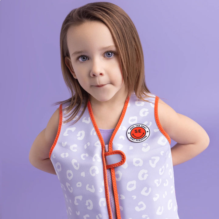 Swim Essentials Kids Swimming Vest - Lilac Leopard, 3-6 yrs