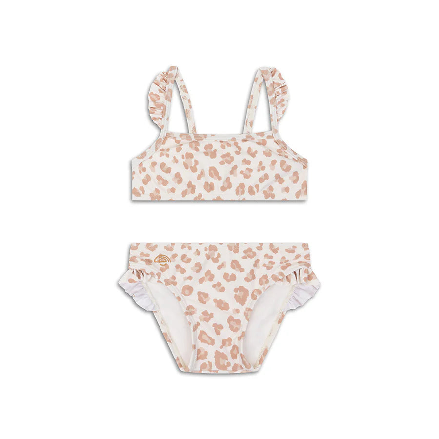 Swim Essentials Girls UV Bikini, Beige Leopard