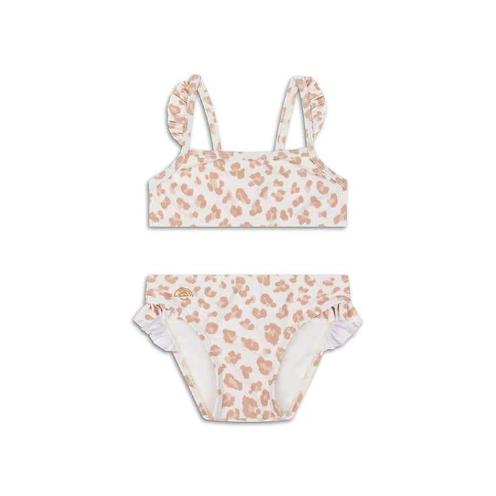 Swim Essentials Girls UV Bikini, Beige Leopard