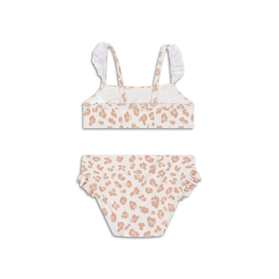 Swim Essentials Girls UV Bikini, Beige Leopard