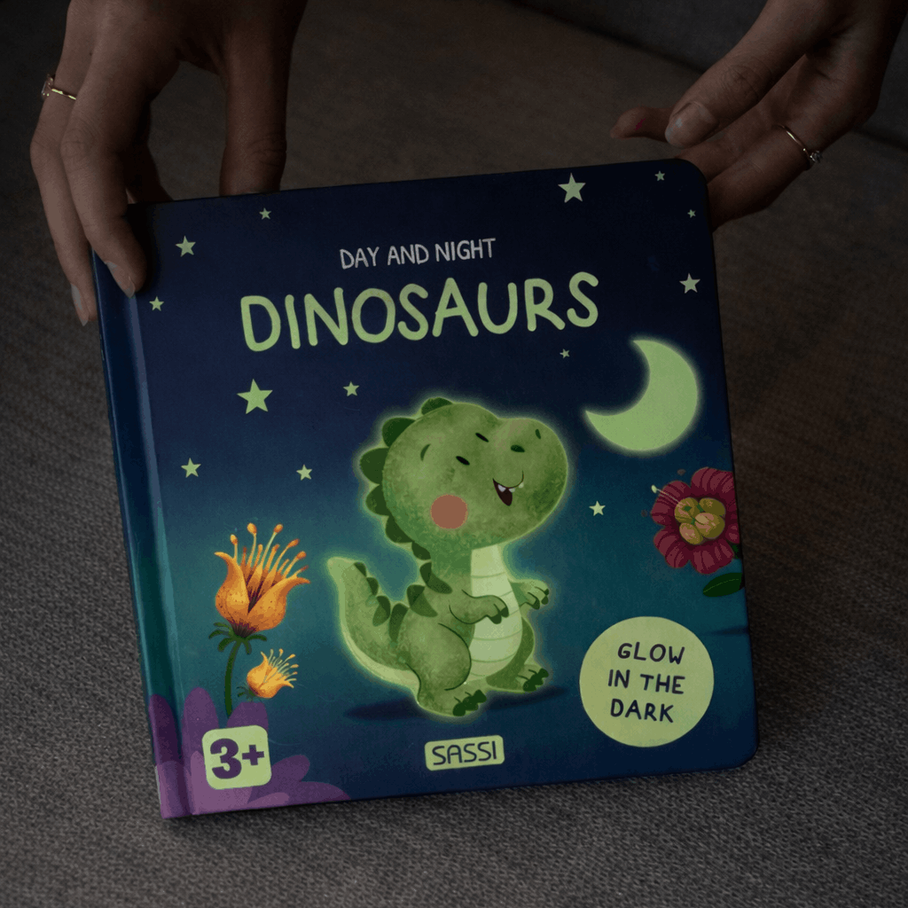 Sassi Board Book - Glow In The Dark - Dinosaurs