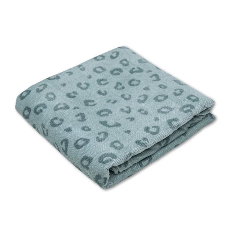 Swim Essentials Luxe Recycled Microfiber Beach Towel, Green Leopard, 180 x 90 cm