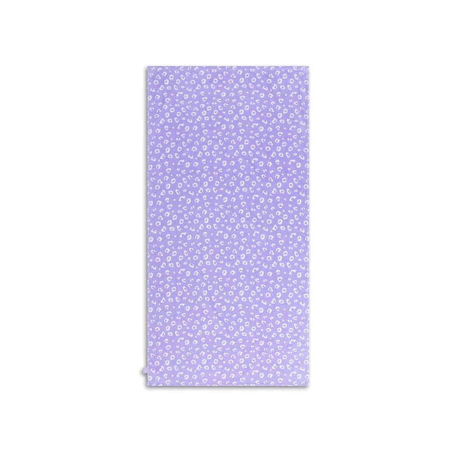 Swim Essentials Luxe Recycled Microfiber Beach Towel, Lilac Leopard, 135 x 65 cm