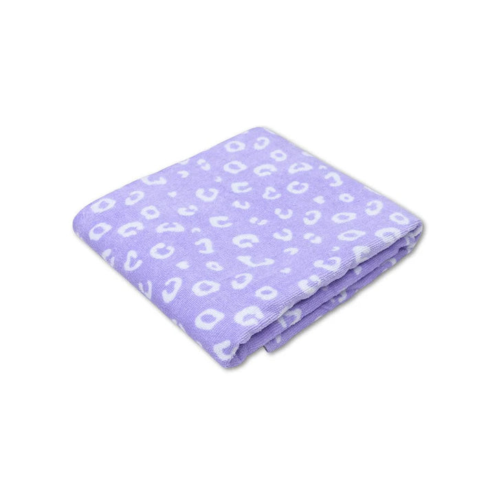 Swim Essentials Luxe Recycled Microfiber Beach Towel, Lilac Leopard, 135 x 65 cm