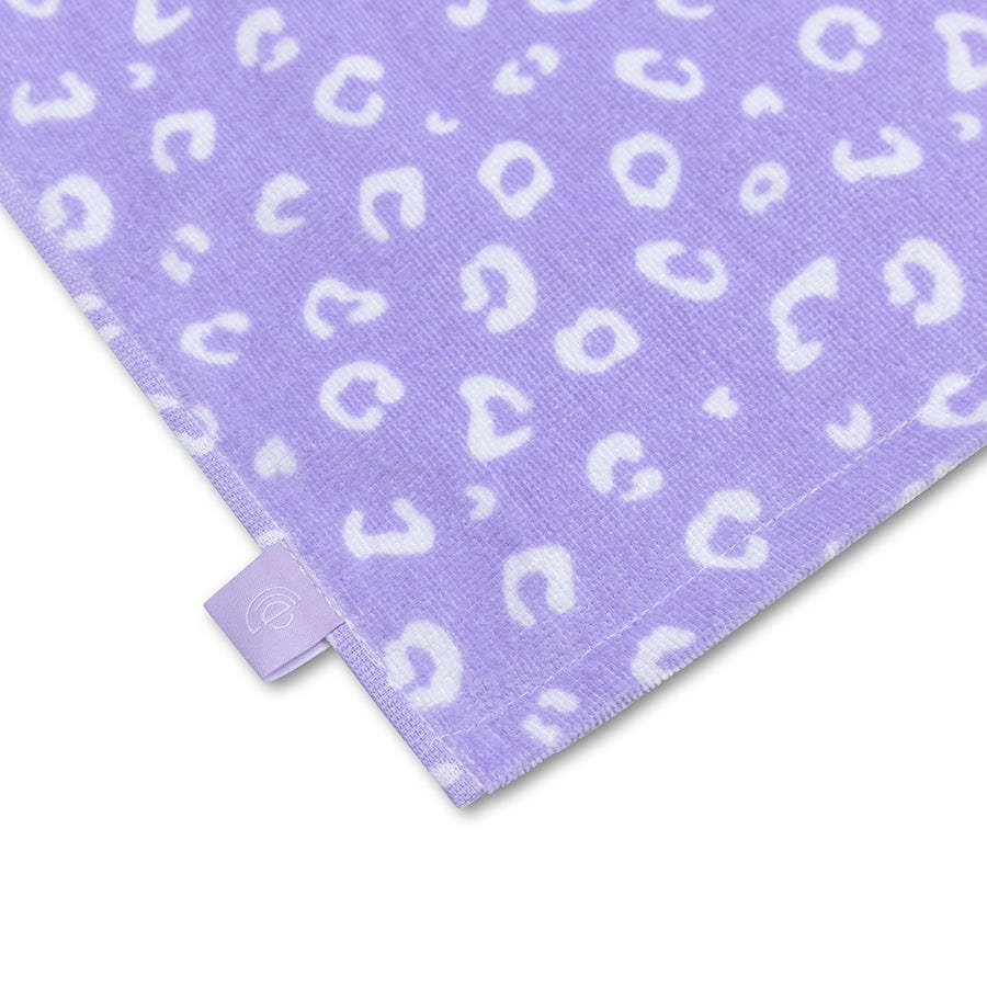 Swim Essentials Luxe Recycled Microfiber Beach Towel, Lilac Leopard, 135 x 65 cm