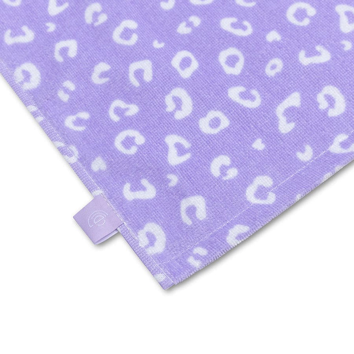Swim Essentials Luxe Recycled Microfiber Beach Towel, Lilac Leopard, 135 x 65 cm