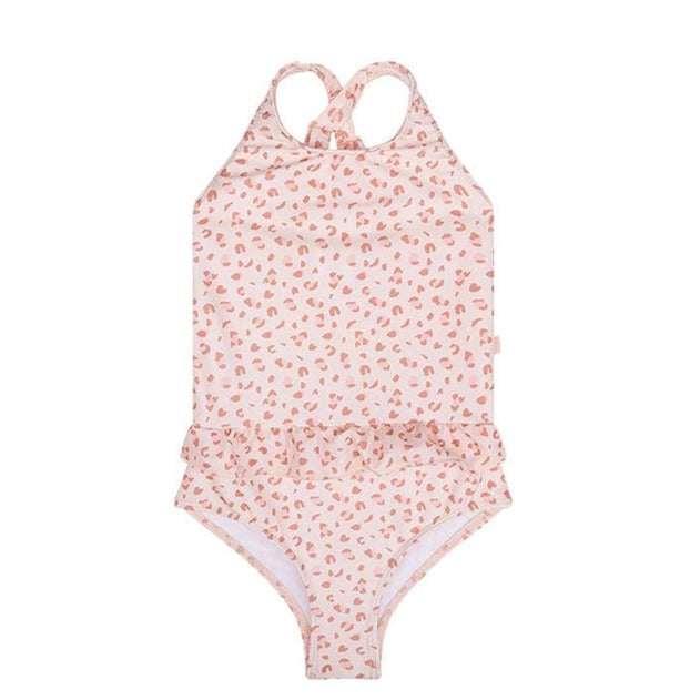 Swim Essentials Girls Bathing Suit, Old Pink Leopard