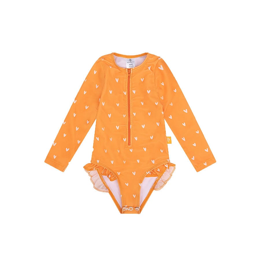 Swim Essentials Girls Long Sleeved Rashguard, Orange Kiss