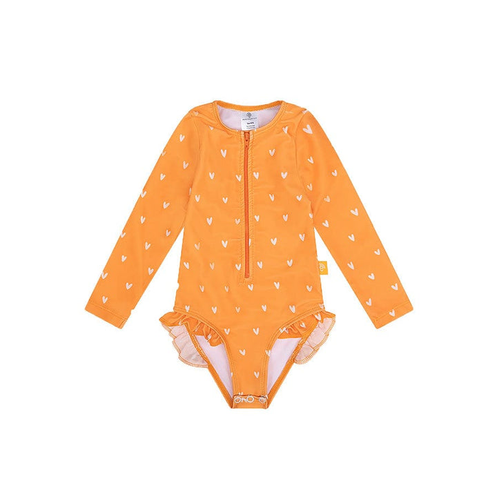 Swim Essentials Girls Long Sleeved Rashguard, Orange Kiss