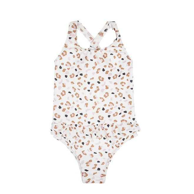 Swim Essentials Girls Bathing Suit, Khaki Lepard