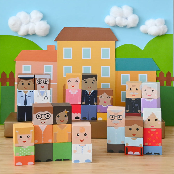 Imagine That Intergenerational Family Wooden Blocks, 42 pcs
