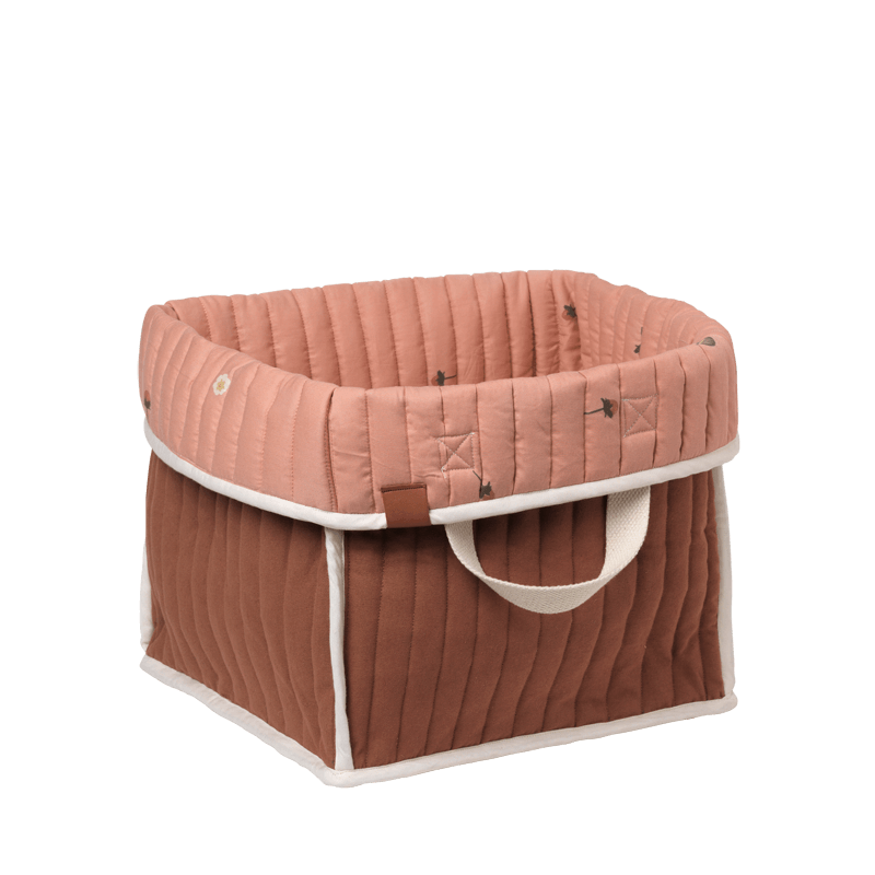 Fabelab - Quilted Storage Basket - Chestnut/Strawberries