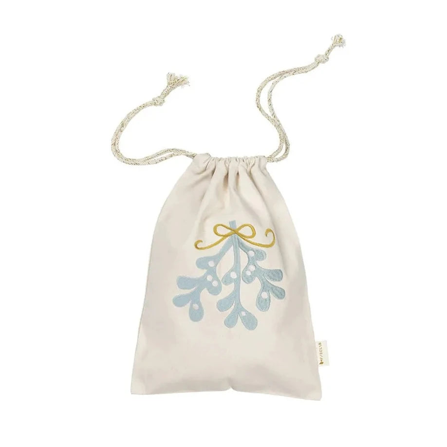Fabelab Christmas - Gift Bag - Mistletoe embroidery - Natural, 30 cm