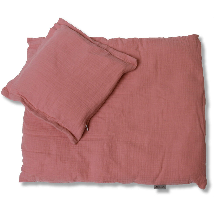 by Astrup Doll Bed Bedding Set and Bag, Dusky Pink Muslin Default Title