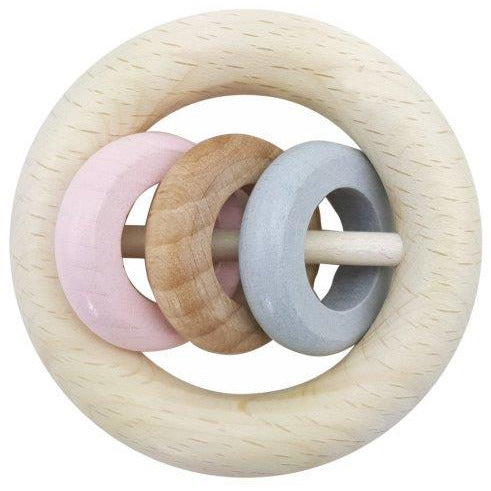 Hess-Spielzeug Rattle Round 3 Rings Natural Pink Default Title