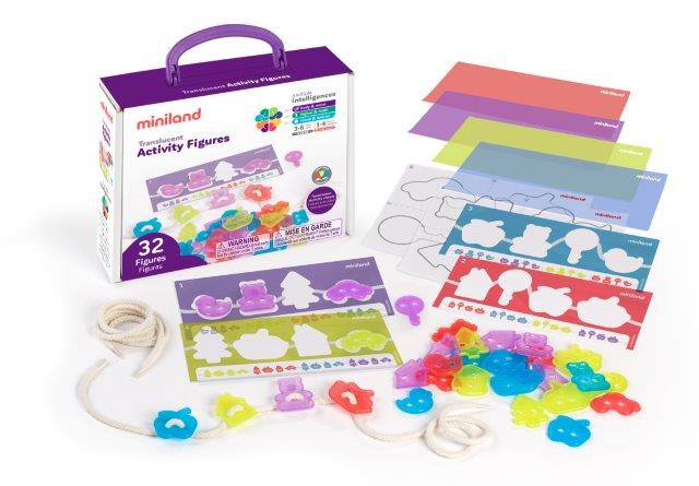 Miniland Aptitude Translucent Threading Activity Figures, 32 Pcs