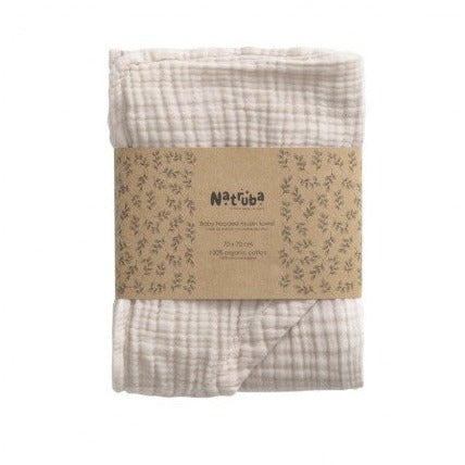 Natruba Muslin Hooded Baby Towel, Creme, 70 cm