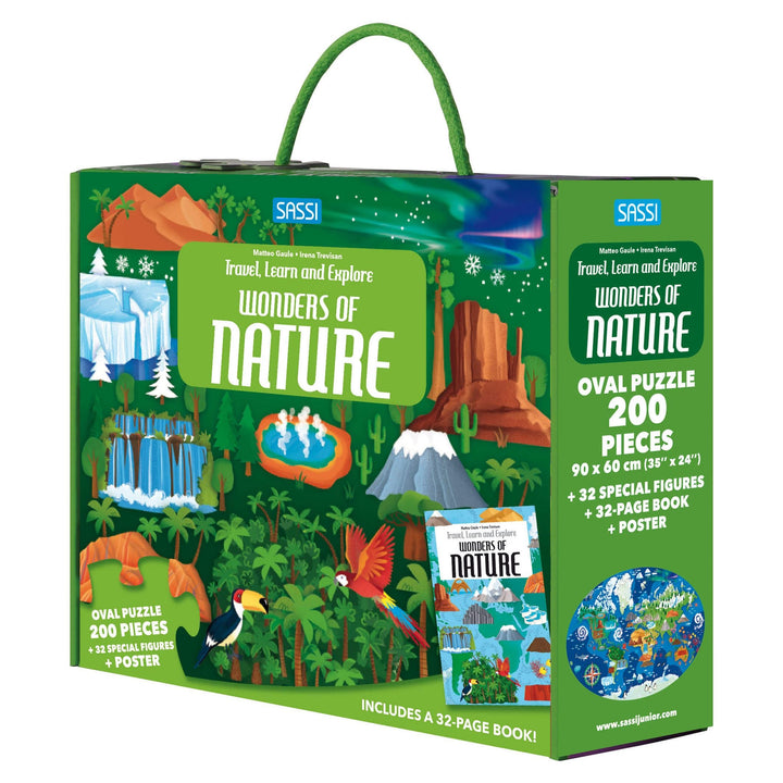 Sassi Travel, Learn and Explore - Puzzle and Book Set - The Wonders of Nature, 205 pcs