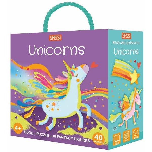 Sassi 3D Puzzle and Book Set - Read and Learn with Unicorns, 40 pcs Default Title