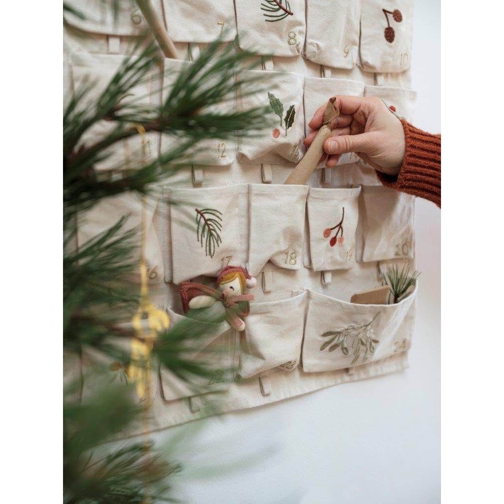 Fabelab Christmas - Advent Calendar - Yule Greens Embroidered Natural, 82 cm