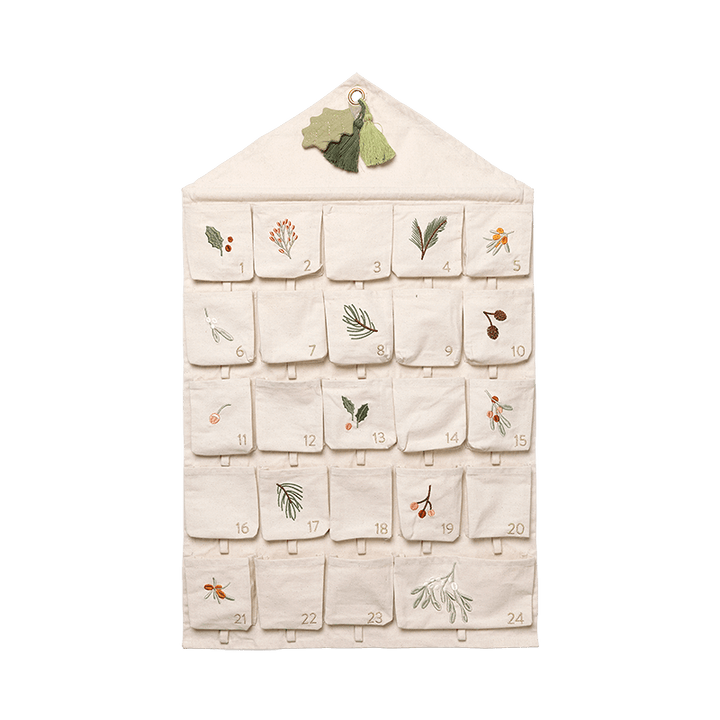 Fabelab Christmas - Advent Calendar - Yule Greens Embroidered Natural, 82 cm